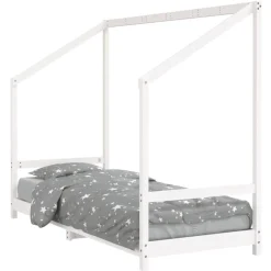 Outlet vidaXL Sängram för barnsäng 80x200 cm massiv furu Vit