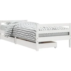 Clearance vidaXL Sängram för barnsäng m. lådor 80x200 cm massiv furu Vit