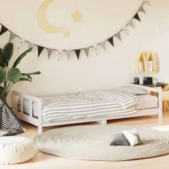 vidaXL Sängram för barnsäng vit 90x200 cm massiv furu