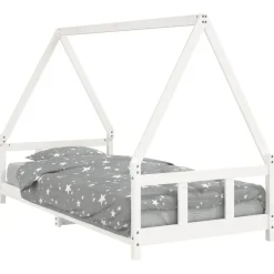 vidaXL Sängram för barnsäng vit 90x200 cm massiv furu