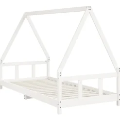 vidaXL Sängram för barnsäng vit 90x200 cm massiv furu