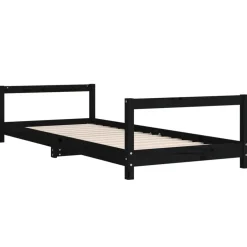Hot vidaXL Sängram för barnsäng 90x200 cm massiv furu Svart