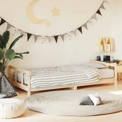 Outlet vidaXL Sängram för barnsäng 90x200 cm massiv furu Naturfärg