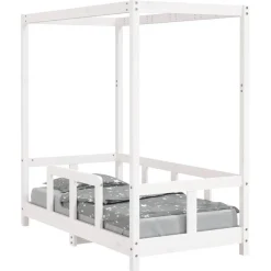 vidaXL Sängram för barnsäng vit 70x140 cm massiv furu