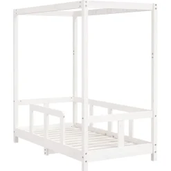 vidaXL Sängram för barnsäng vit 70x140 cm massiv furu