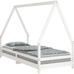 vidaXL Sängram för barnsäng vit 80x200 cm massiv furu