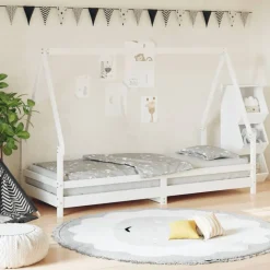 vidaXL Sängram för barnsäng vit 80x200 cm massiv furu