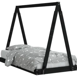 New vidaXL Sängram för barnsäng 80x160 cm massiv furu Svart