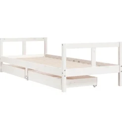Discount vidaXL Sängram för barnsäng m. lådor 80x200 cm massiv furu Vit