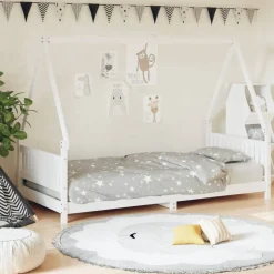 vidaXL Sängram för barnsäng 90x200 cm massiv furu Vit