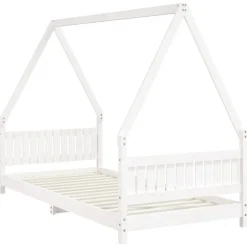 vidaXL Sängram för barnsäng 90x200 cm massiv furu Vit