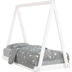 Best vidaXL Sängram för barnsäng 70x140 cm massiv furu Vit
