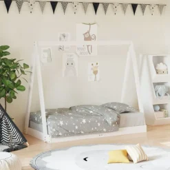 Best vidaXL Sängram för barnsäng 70x140 cm massiv furu Vit