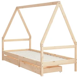 vidaXL Sängram för barnsäng m. lådor 80x200 cm massiv furu