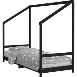 vidaXL Sängram för barnsäng svart 80x200 cm massiv furu