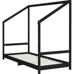vidaXL Sängram för barnsäng svart 80x200 cm massiv furu