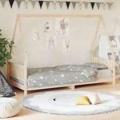 Sale vidaXL Sängram för barnsäng 80x200 cm massiv furu Naturfärg
