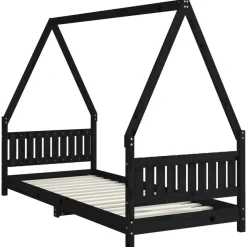 vidaXL Sängram för barnsäng svart 80x200 cm massiv furu