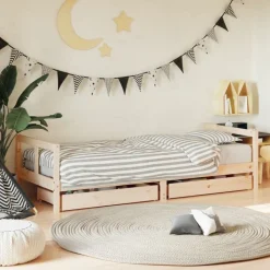 vidaXL Sängram för barnsäng m. lådor 80x200 cm massiv furu