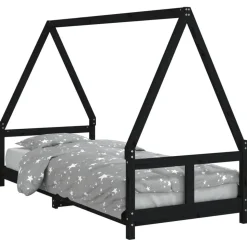 vidaXL Sängram för barnsäng svart 80x200 cm massiv furu