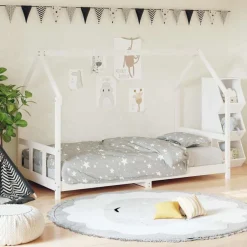 Clearance vidaXL Sängram för barnsäng 90x200 cm massiv furu Vit