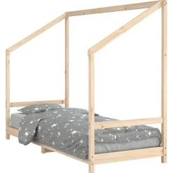 Clearance vidaXL Sängram för barnsäng 80x200 cm massiv furu Naturfärg