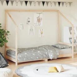 Clearance vidaXL Sängram för barnsäng 80x200 cm massiv furu Naturfärg