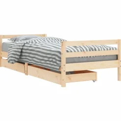 Best vidaXL Sängram för barnsäng m. lådor 80x200 cm massiv furu Naturfärg