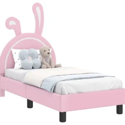 Online vidaXL Sängram för småbarn med huvudgavel 70 x 140 cm PU Rosa