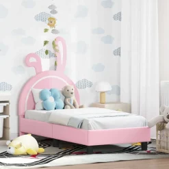 Online vidaXL Sängram för småbarn med huvudgavel 70 x 140 cm PU Rosa