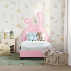 Online vidaXL Sängram för småbarn med huvudgavel 70 x 140 cm PU Rosa