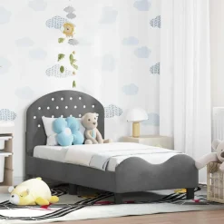 Discount vidaXL Sängram för småbarn med huvudgavel 70 x 140 cm Sammet Mörkgrå