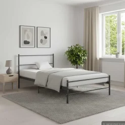 vidaXL Sängram grå metall 90x200 cm