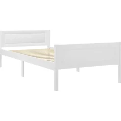 vidaXL Sängram massiv furu vit 90x200 cm