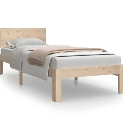 Online vidaXL Sängram massivt trä 75x190 cm Naturfärg