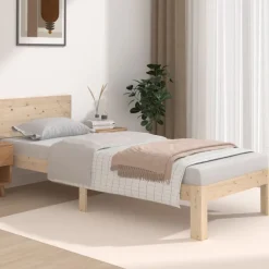 Online vidaXL Sängram massivt trä 75x190 cm Naturfärg