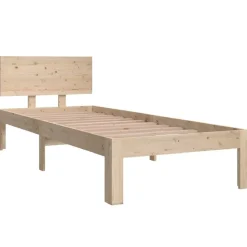 Online vidaXL Sängram massivt trä 75x190 cm Naturfärg