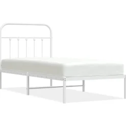 Hot vidaXL Sängram med huvudgavel metall 90x190 cm Vit