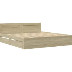 Hot vidaXL Sängram med huvudgavel sonoma-ek 200x200 cm konstruerat trä Sonoma ek