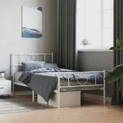 Online vidaXL Sängram med huvudgavel och fotgavel metall 75x190 cm Vit