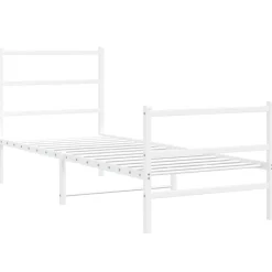 Best vidaXL Sängram med huvudgavel och fotgavel metall 80x200 cm Vit
