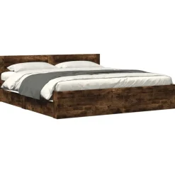 Discount vidaXL Sängram med huvudgavel 200x200 cm konstruerat trä Rökfärgad ek