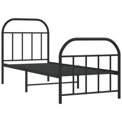 Discount vidaXL Sängram med huvudgavel och fotgavel metall 75x190 cm Svart