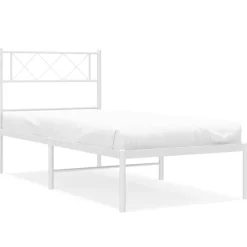 vidaXL Sängram med huvudgavel metall vit 90x190 cm