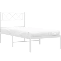 vidaXL Sängram med huvudgavel metall vit 90x190 cm