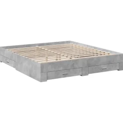 vidaXL Sängram med lådor betonggrå 200x200 cm konstruerat trä