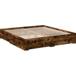 Discount vidaXL Sängram med lådor 200x200 cm konstruerad trä Rökfärgad ek