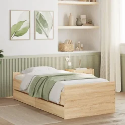 New vidaXL Sängram med lådor sonoma-ek 100x200 cm Sonoma ek