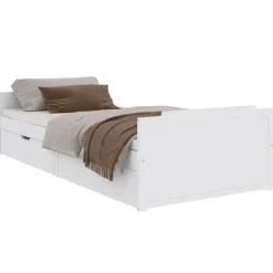 vidaXL Sängram med lådor massiv furu 90x200 cm Vit