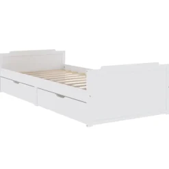 vidaXL Sängram med lådor massiv furu 90x200 cm Vit
